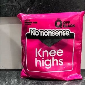 Knee Highs Sheer Toe Off Black 2 Pair New No Nonsense